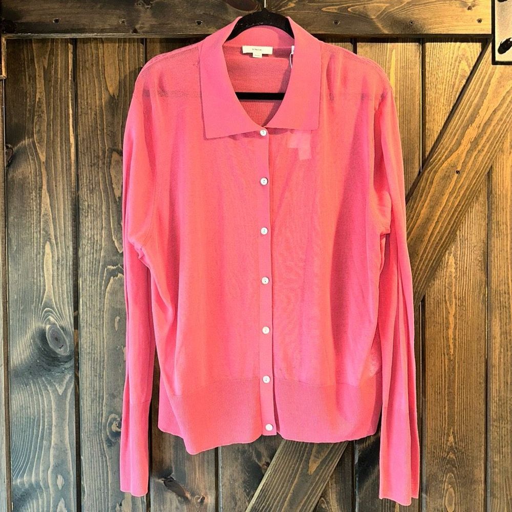 Vince Button Down Ribbed Lightweight Sweater - image 1